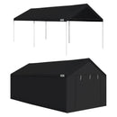 Caravan Canopy Domain 10 x 20 Foot Durable Portable Garage Carport Canopy Car Tent Sidewalls with Dual Zippers and Roll Up Door, Black (Anchor/Mounting Materials + Sidewalls Included)