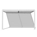 BPS 13 x 10 ft. Outdoor Aluminum Wall Mounted Louvered Pergola Waterproof Gazebo Sun Shade Shelter with 2 Adjustable Rainproof Panels for Patio, Garden, Backyard Lawn & Garden - White