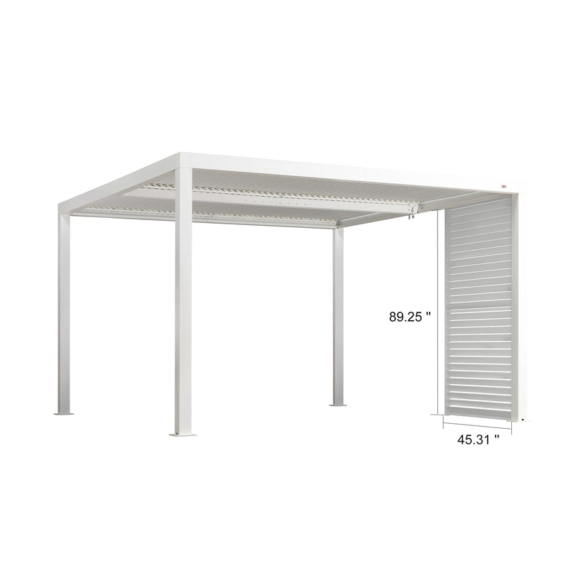 PURPLE LEAF Outdoor Louvered Pergola Accessory Aluminum Shutter Wall Divider Side Shade Privacy Screen Three Panels a Complete 12' Side Fixed Louvered Wall, Pergola Not Included