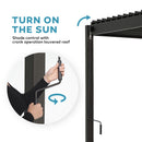 MIRADOR 80S Louvered Pergola 10' x 12', Modern Style with Adjustable Louvers and Integrated Drainage System for Deck Garden Yard, Easy Installation, Charcoal