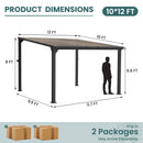 Patiopia 10 * 12FT Pergola,4 * 4 Inch Thickened Pillars & Enlarged Base,Outdoor Hardtop Lean to Gazebo,Wall Mounted Pergola,Pergolas Gazebos Clearance,Aluminum Frame Pergola,UV Resistant Patio Roof
