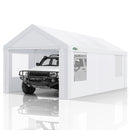 COBIZI Carport Canopy 12x20 Heavy Duty Portable Garage with Removable Sidewalls & Doors, Galvanized Frame Car Port Canopy Tent with Built-in Sandbags & All-Season Tarp for Car Boat Truck, White