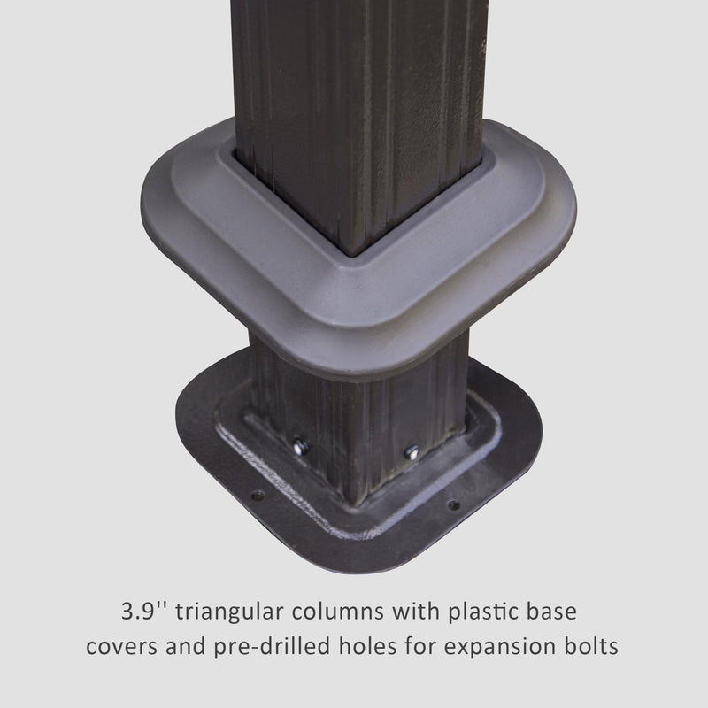 Domi 10x14 FT Outdoor Gazebo, Hardtop Gazebo with Galvanized Steel Double Roof, Metal Gazebos with Drainage System Patio Pergola for Patio Deck Backyard,Curtain and Netting, Brown