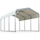 Quictent 10x15 ft Metal Roof Carport Kits Hard Top Garage Heavy Duty Steel Car Canopy, White