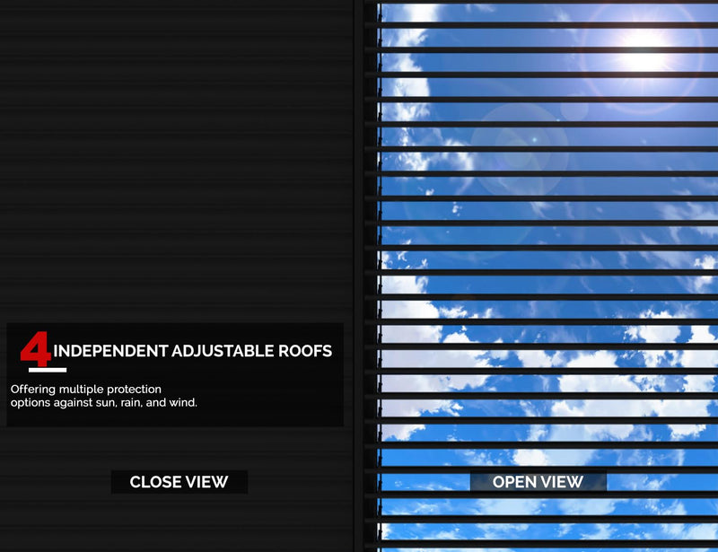 PURPLE LEAF Louvered Pergola 94AS 14' x 20' Outdoor Aluminum Pergola with Two Independently Adjustable Roof with 48 Light Bulbs for Backyard Garden