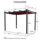 Kozyard Morgan Outdoor Retractable Pergola with Sun Shade Canopy Patio Aluminum Pergola Shelter for Backyard Deck Garden Modern Metal Grill Gazebo (10' x 13', Burgundy)