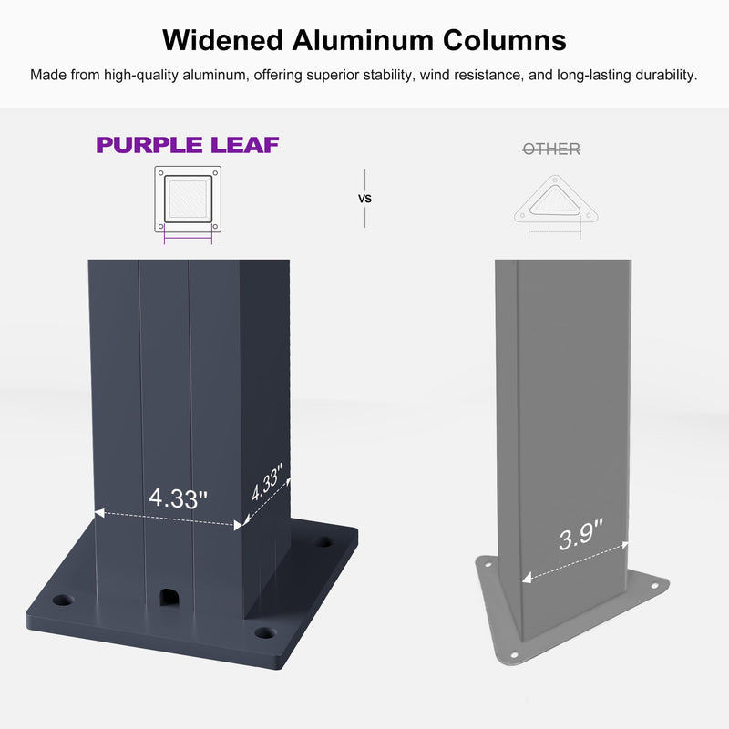 PURPLE LEAF 11' x 15' Adjustable Louvered Pergola with Drainage System Aluminum Outdoor Pergola with White Sun Shade Roof Hardtop Gazebo Metal Patio for Deck Backyard Garden