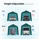 PEAKTOP OUTDOOR 12x20 ft Heavy Duty Carport with Removable Sidewalls, Portable Car Canopy, Garage Tent, Boat Shelter with Reinforced Triangular Beams, Green