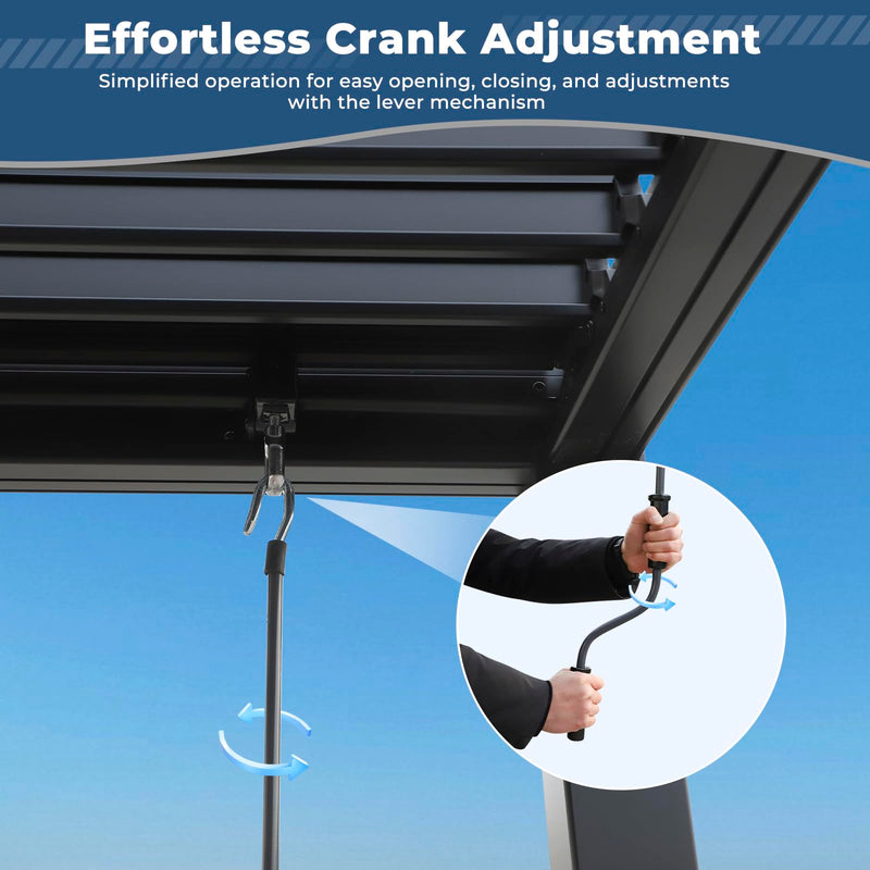 10'×13' Outdoor Louvered Pergola, Aluminum Outdoor Louvered Pergola Patio with Adjustable Roof for Outdoor Deck, Backyard, Garden (10X13FT)