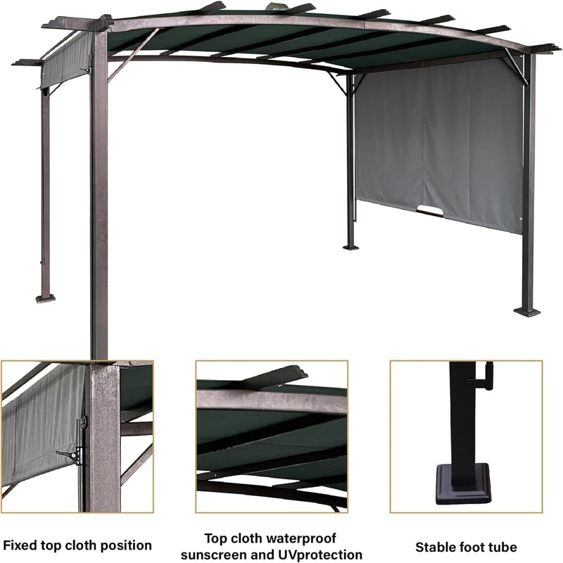 PERFECT GARDEN 12' L x 9' W Outdoor Patio Retractable Canopy Metal Pergola with Adjustable Shade, Metal pergola for Backyards, Gardens, Patios(Grey)