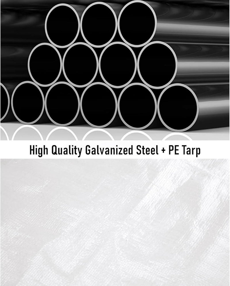 IDEALHOUSE 10x20ft Heavy Duty Carport with Roll-Up Windows - Portable Garage with Removable Sidewalls & Doors, All-Season Tarp Shelter for Cars, Trucks, Boats & Motorcycles (White)