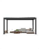 Garveelife All-Aluminum Louvered Pergola 12' x 16', Outdoor Pergola with Adjustable Louvered Roof, Reinforced Aluminum Frame, Integrated Drainage System, Hardtop Gazebo for Patio, Deck, Gray