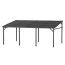 Yardenaler 12x20 FT Wall Mounted Gazebo with Triangle Structure, Hardtop Lean to Gazebo with Metal Slope Roof, Outdoor Pergola with Drainage Holes for Patio, Backyard, Deck