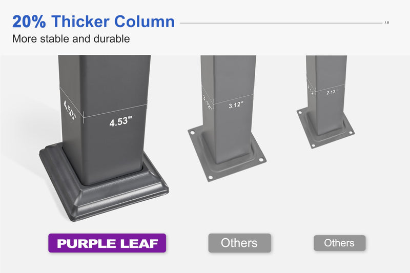 PURPLE LEAF Louvered Pergola 10' x 12' Outdoor Aluminum Pergola with White Adjustable Rainproof Roof Grey Frame Hardtop Gazebo for Patio Deck Garden