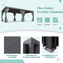 YOLENY Louvered Pergola 12x24, All Aluminum Pergola with Adjustable Rainproof Roof, Outdoor Pergola with Curtains and Nets for Patio & Garden, Dark Grey