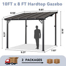 oneinmil 10 x 8FT Hardtop Gazebo for Patio, Outdoor Aluminum Wall-Mounted Gazebo Pergola with Sloped Roof, Heavy Duty Awnings for Patio Covers, Backyard, Deck, Garden