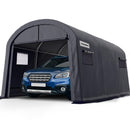 KING BIRD 10' x 15' Round Style Garage Shelter Heavy Duty Storage Shelter Carport Portable Canopy Shed with Roll-up Ventilated Windows for Boat, Patio Furniture and Lawn Mower-Dark Gray