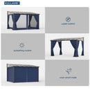 Kullavik 10' × 12' Hardtop Gazebo for Patio,Wall-Mounted Lean to Gazebo Pergola with Sloping Roof and Durable Aluminum Frame,Large Heavy Duty Awnings for Decks,Backyard,NavyBlue
