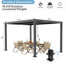 10' ×13' Outdoor Louvered Pergola, Aluminum Outdoor Louvered Pergola Patio with Adjustable Roof for Outdoor Deck (Black, 10x13)