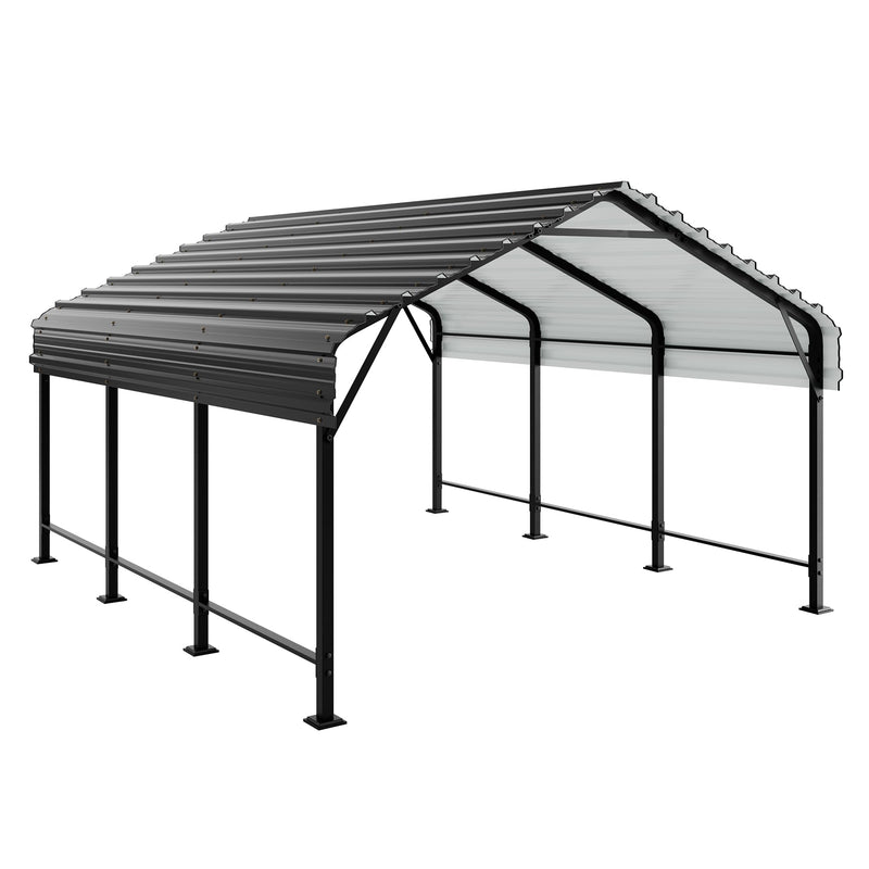 JAMFLY 12X15 FT Carport, Heavy Duty Carport Canopy with Galvanized Steel Roof and Frame, Metal Carport Upgraded Extra Large Garage for Pickup, Boat, Car and Tractors