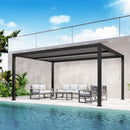 FansaFurn Louvered Pergola 12'x16', Full Aluminum Outdoor Pergola with Adjustable Rainproof and Gutter System, Hardtop Gazebo for Patio, Deck, Garden, Yard, Black