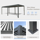 Domi Outdoor Louvered Pergola 10x20FT with Adjustable Steel Roof, Outdoor Aluminum Frame Rainproof Pergola for Backyard, Garden and Lawn,Dark Gray