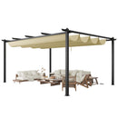EBE 12'x16' Outdoor Pergola, Metal Patio Pergolas, Heavy Duty Retractable Awning Pergola Sun Shade Canopy for Decks, Gardens and Backyards, Beige