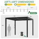LVUYOYO Outdoor Louvered Pergola 10' x 10' with LED String Lights, Aluminum Pergola with Adjustable Roof, Waterproof Metal Gazebo for Patio, Backyard, Garden, Deck (10x10FT with Lights)