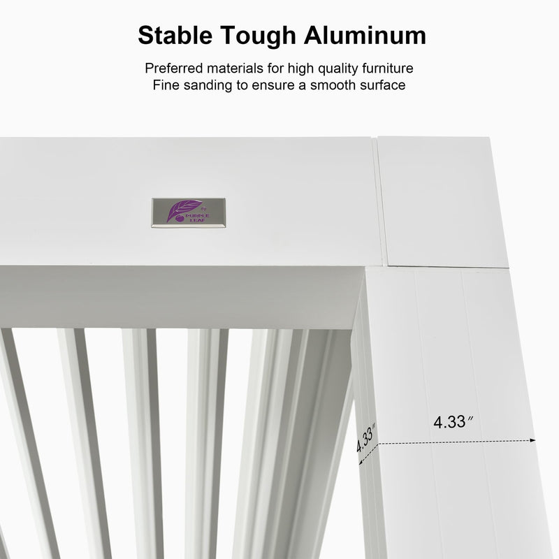 PURPLE LEAF Outdoor Louvered Pergola 12' x 12' White Aluminum Pergola Modern Shade Gazebo with 2 Independently Adjustable Rainproof Hardtop for Patio Garden Yard