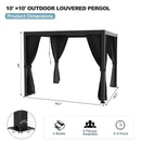 Outdoor Louvered Pergola 10' x 10', Aluminum Louvered Pergola with Adjustable Roof, Adjustable Pergolas for Outdoor Deck, Patio, Lawn & Garden