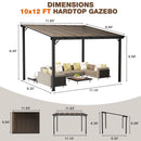 EBE 12' x 10' Wall Mounted Gazebo on Clearance, Lean to Gazebo Pergola with Sloped Roof, for Patio, Porch, Deck
