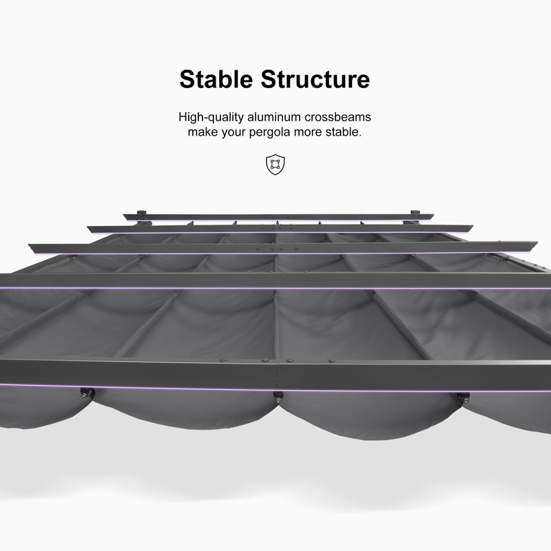 PURPLE LEAF 10' X 13' Outdoor Retractable Pergola with Sun Shade Canopy Patio Metal Shelter for Porch Garden Beach Pavilion Grill Gazebo Modern Yard Grape Trellis Pergola, Gray