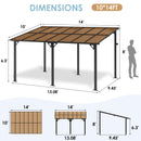 TLSUNNY 14' X 10' Gazebo for Patio with Sloped Roof, Large Wall-Mounted Heavy Duty Patio Awning, Hardtop Outdoor Aluminum Pergola, Metal Frame, for Backyard, Porch, Deck, Lawn