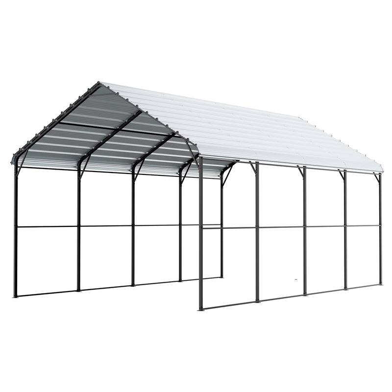 VEVOR Heavy Duty Metal Carport, 12' x 20' Outdoor Carport with Galvanized Steel Frame & Roof, Car Tent Garage Shade with Removable Sidewalls, Multi-Use Car Shelter for Pickup, Boat, Car & Tractors