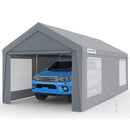 Quictent 12x20 ft Heavy Duty Carport Canopy Galvanized Car Tent Outdoor Garage Boat Shelter with Reinforced Structure with Roll-up Ventilated Windows Sidewall - Gray