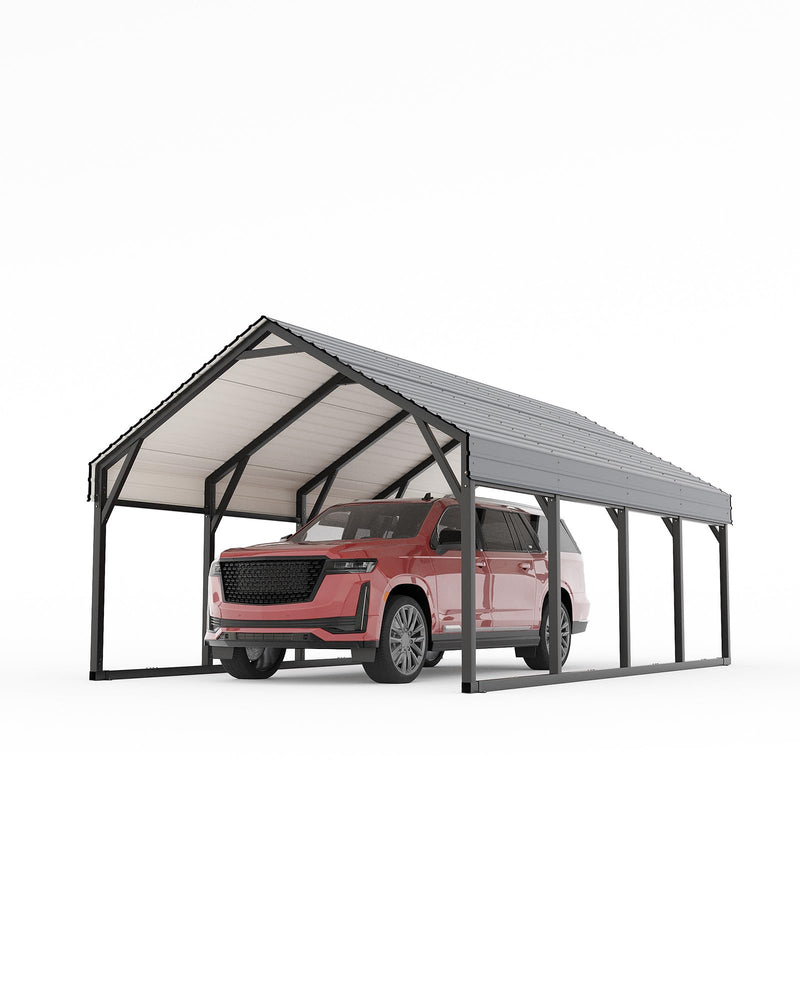 12 x 20 FT Metal Carport, Heavy Duty Carports Reinforced Frame and Steel Roof, All-Weather Shelter Canopy for Pickups, Boats, Cars, and Tractors