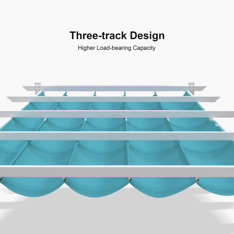 PURPLE LEAF 10' X 13' Outdoor Retractable Pergola with Sun Shade Canopy Cover White Patio Metal Shelter for Garden Porch Yard BBQ Beach Gazebo Grape Trellis Pergola, Turquoise Blue