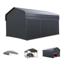 MFSTUDIO Carport 10x15 ft, Outdoor Heavy Duty Carports with Sidewalls, Metal Shed Canopy Shelters Garage Shelter Shade Car Ports with Galvanized Roof for Cars, Truck and Boats