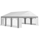 Outsunny 20 x 20 ft Heavy Duty Party Tent Outdoor Gazebo Wedding Tent Event Shelter Carport BBQ with Removable Sidewalls & Windows, Outside Waterproof Canopy for Parties, White and Gray