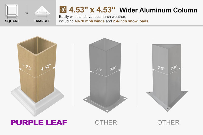 PURPLE LEAF 10' x 14' Louvered Pergola Outdoor Wood Grain Aluminum Pergola with Adjustable Roof Retractable Patio Rainproof Hardtop Gazebo for Deck Backyard Garden