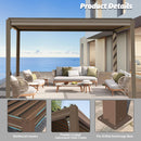 Domi Louvered Pergola 10' x 10' Outdoor Aluminum Pergola with Adjustable Roof, Aluminum Frame, Efficient Drainage System for Patio, Deck, Garden, Brown