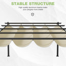 EBE 12'x16' Outdoor Pergola, Metal Patio Pergolas, Heavy Duty Retractable Awning Pergola Sun Shade Canopy for Decks, Gardens and Backyards, Beige