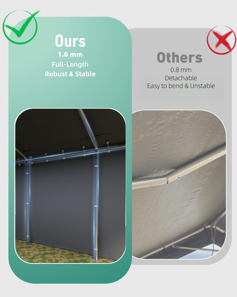 Hipicute 20'x10'x11' Heavy-Duty Portable Garage with Canopy, Front and Back Doors, Roll-Up Windows, Carport Shelter Reinforced Structure for Cars, Trucks, Boats, and Parties - Gray