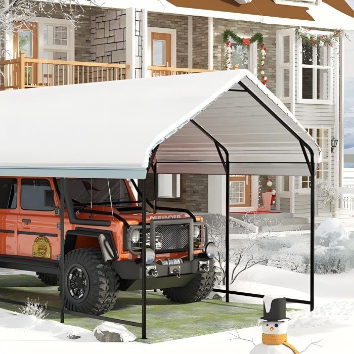 Prime Garden 10'x20'x10' Metal Carport, Heavy Duty Car Port with Enhanced Base Garage, Thickened Outdoor Galvanized Car Shelter for Car, Boats and Truck