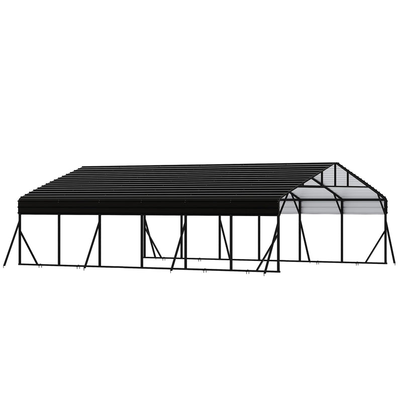 20 x 30 FT Metal Carport with Galvanized Steel Roof, Heavy Duty Metal Roof Carport with Enhanced Base, Tall MetalCarport Kits Garage for Tractors, Trucks, Boats, Cars