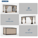 Kullavik 10' × 28' Hardtop Gazebo for Patio,Wall-Mounted Lean to Gazebo Pergola with Sloping Roof and Durable Aluminum Frame,Large Heavy Duty Awnings for Decks,Backyard,Sand