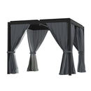 LVUYOYO Louvered Pergola 10' x 10', Outdoor Pergola with Adjustable Roof, Patio Aluminum Frame Metal Gazebo with Curtains and Netting for Patio, Backyard, Garden, Deck (Black)