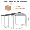10x15 FT Metal Carport Shed,Heavy Duty Carport with Galvanized Steel Roof & Frame, Permanent All-Weather Shelter for Cars, Motorcycles, ATV, Boats, and Tractors