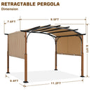 MASTERCANOPY 10' X 12' Outdoor Retractable Pergola with Sun Shade Canopy Patio Metal Garden Pergola,Beige