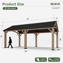 Aoxun 12' x 20' Outdoor Wood Gazebo, Hardtop Gazebo Permanent Wooden Pavilion with Galvanized Steel Gable Roof, for Patio, Garden, Deck, Cedar Wood